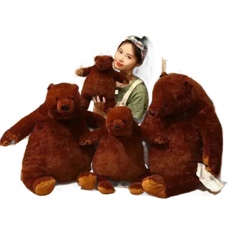 40cm -100cm Simulation DJUNGELSKOG Brown Bear Plush Toy.