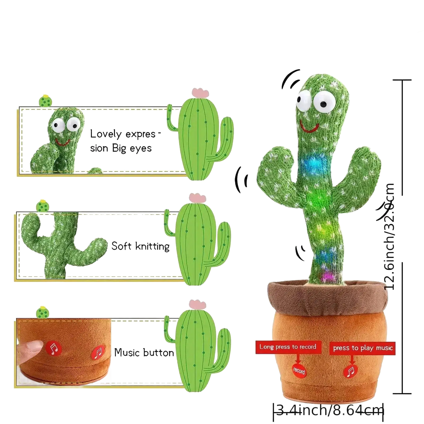 Birthday Present Dancing Cactus Electron Plush Toy Soft Doll - petguardiansupplies petguardiansupplies Toys & Hobbies