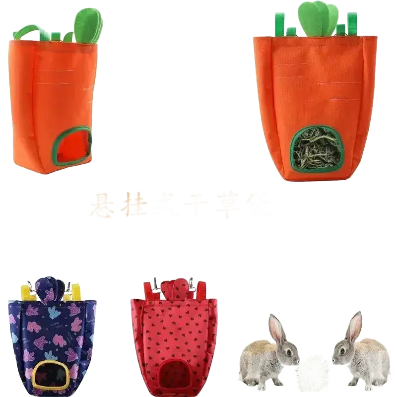 Carrot-Shape Hay Feeder For Guinea Pig Bunny Food Rack.