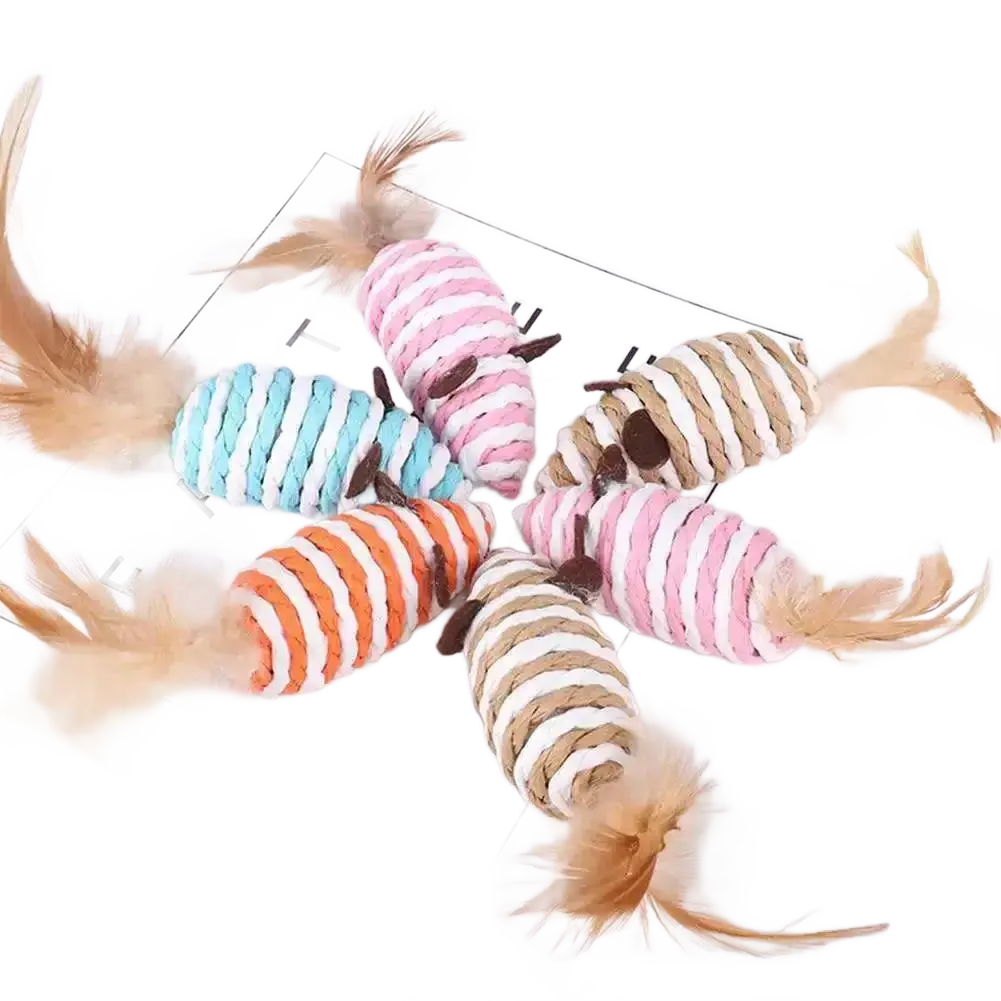 Cat Toys Pet Toys Mopping Mouse Toy Plush Feather Bell.