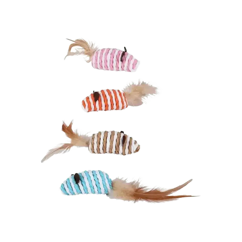 Cat Toys Pet Toys Mopping Mouse Toy Plush Feather Bell.