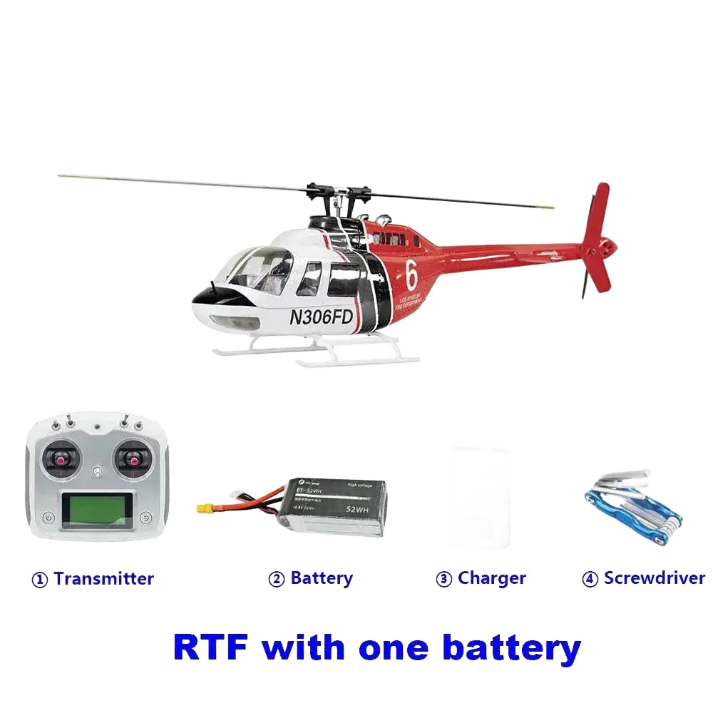 FLY WING Bell 206 V3 RC Helicopter RTF PNP 6CH Brushless Motor.