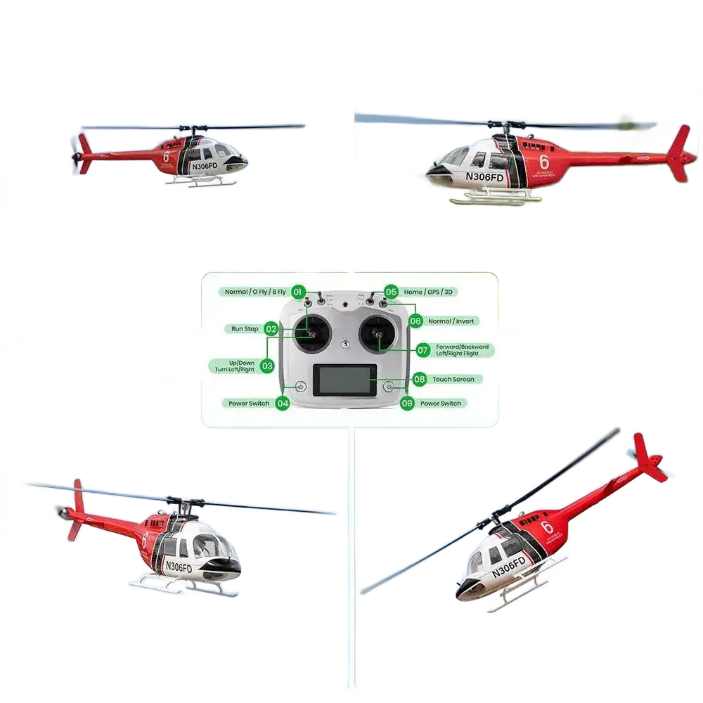 FLY WING Bell 206 V3 RC Helicopter RTF PNP 6CH Brushless Motor.