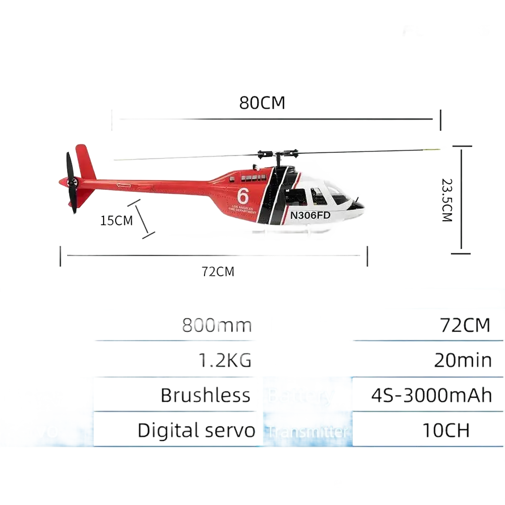 Flywing Bell 206 RC Helicopter V3 6CH GPS Altitude Hold.