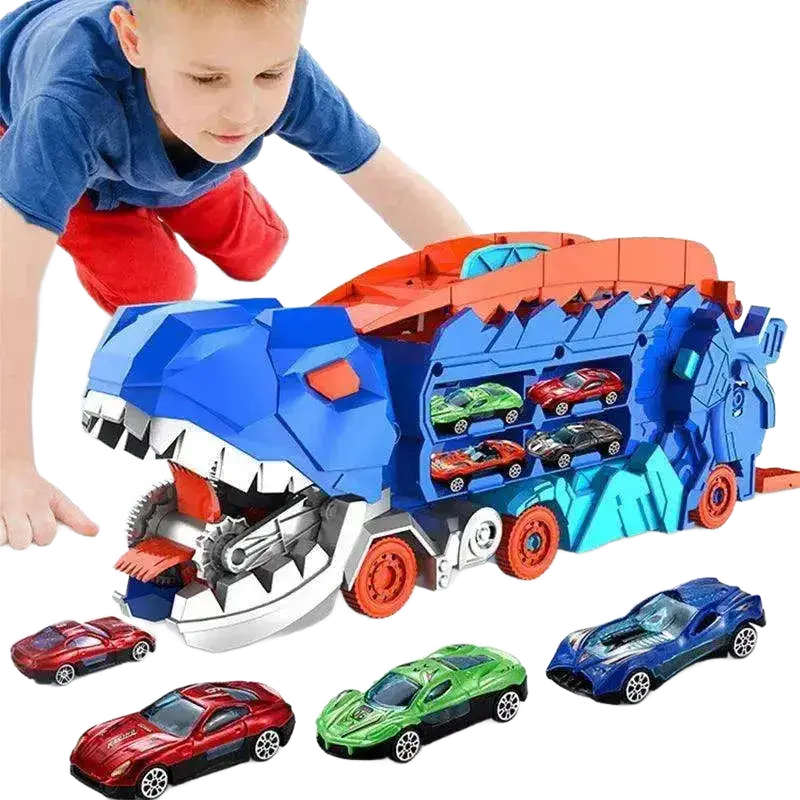 Folding Dinosaur Transporter Car Vehicle Racing Track With Mini Car.