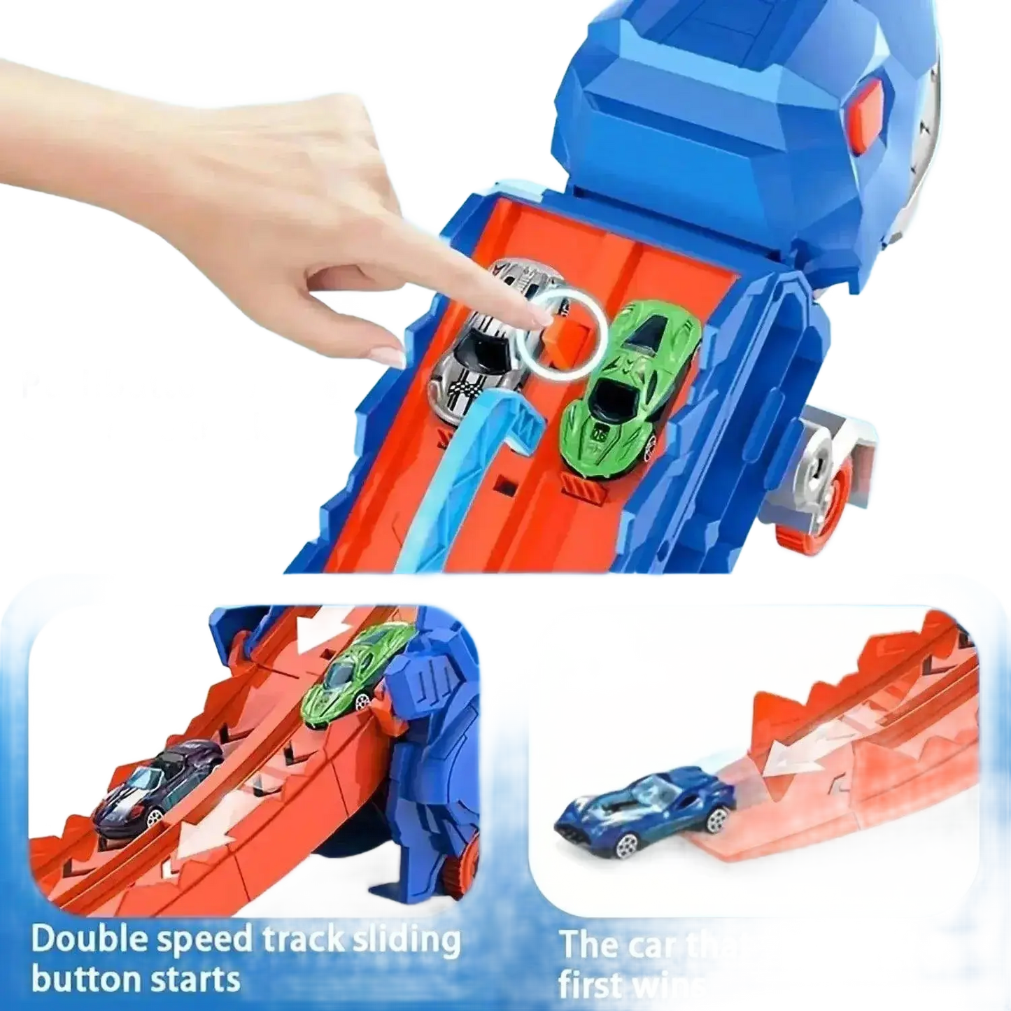 Folding Dinosaur Transporter Car Vehicle Racing Track With Mini Car.
