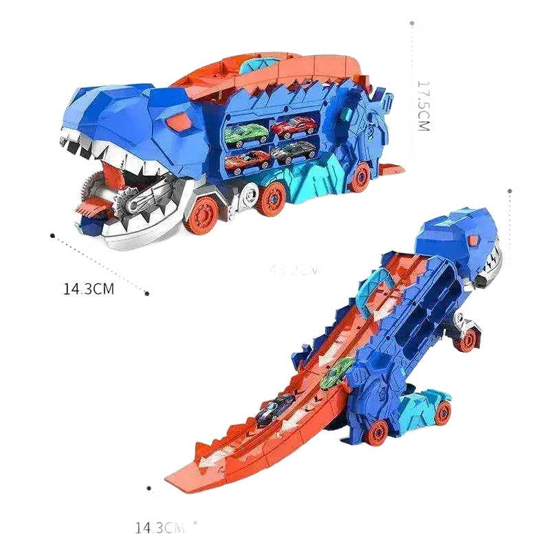 Folding Dinosaur Transporter Car Vehicle Racing Track With Mini Car.