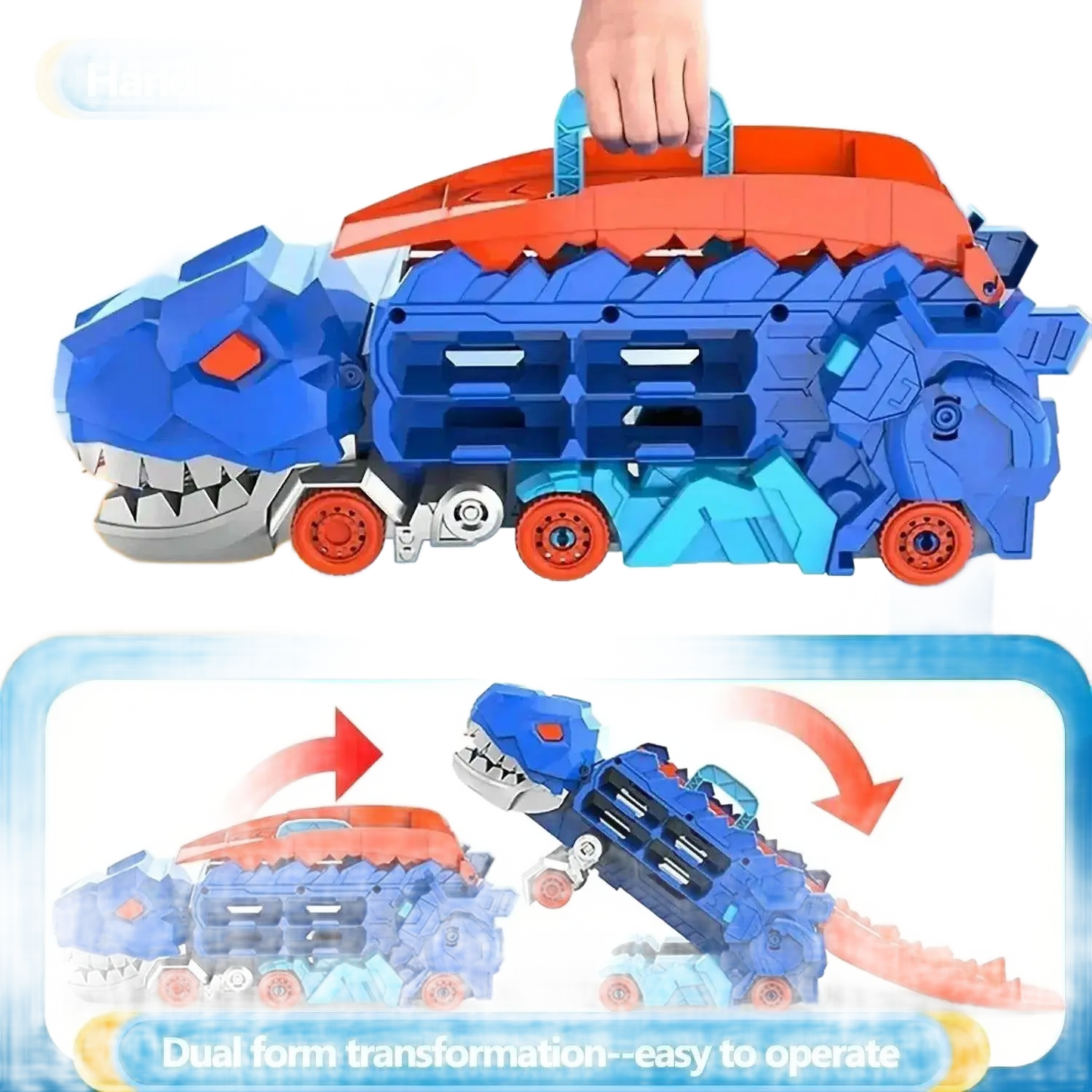 Folding Dinosaur Transporter Car Vehicle Racing Track With Mini Car.