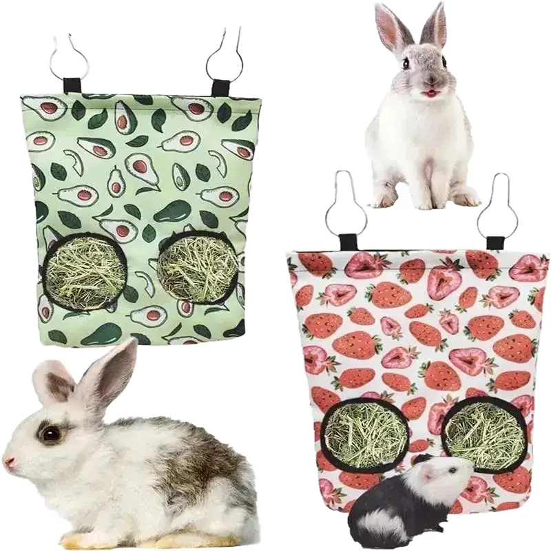 Guinea Pigs 2/3 Holes Hay Feeding Bags Strawberry Printed - petguardiansupplies petguardiansupplies Pet Supplies