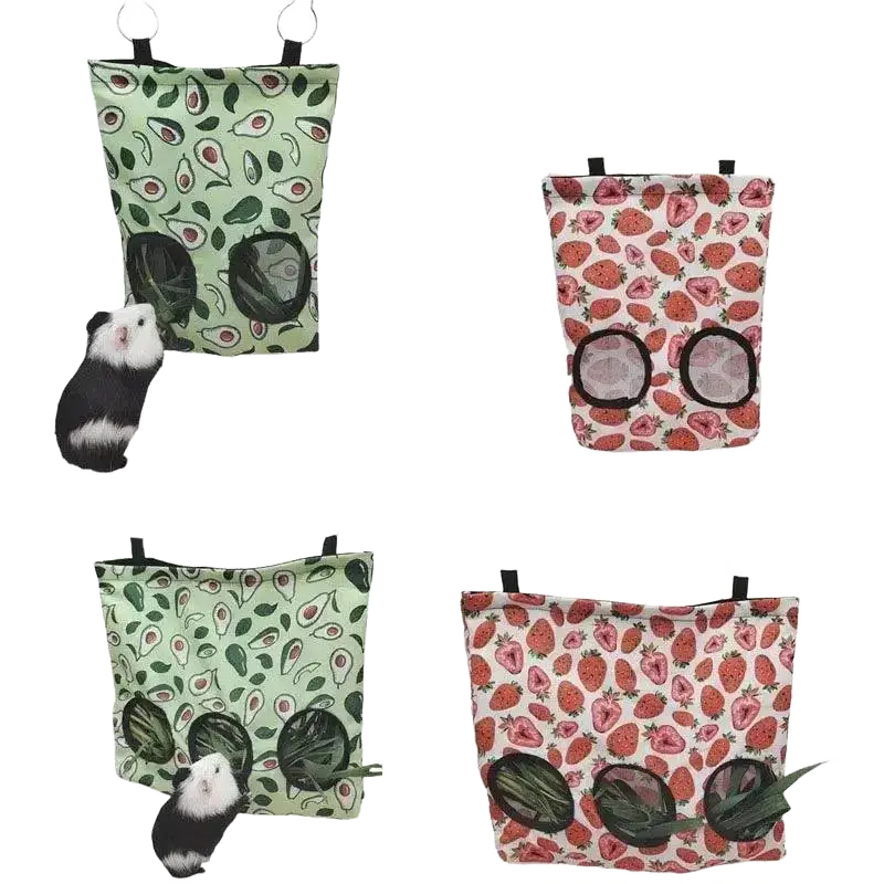 Guinea Pigs 2/3 Holes Hay Feeding Bags Strawberry Printed - petguardiansupplies petguardiansupplies Pet Supplies