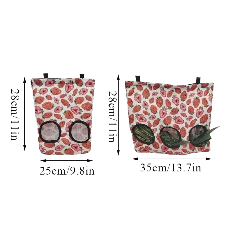 Guinea Pigs 2/3 Holes Hay Feeding Bags Strawberry Printed - petguardiansupplies petguardiansupplies Pet Supplies