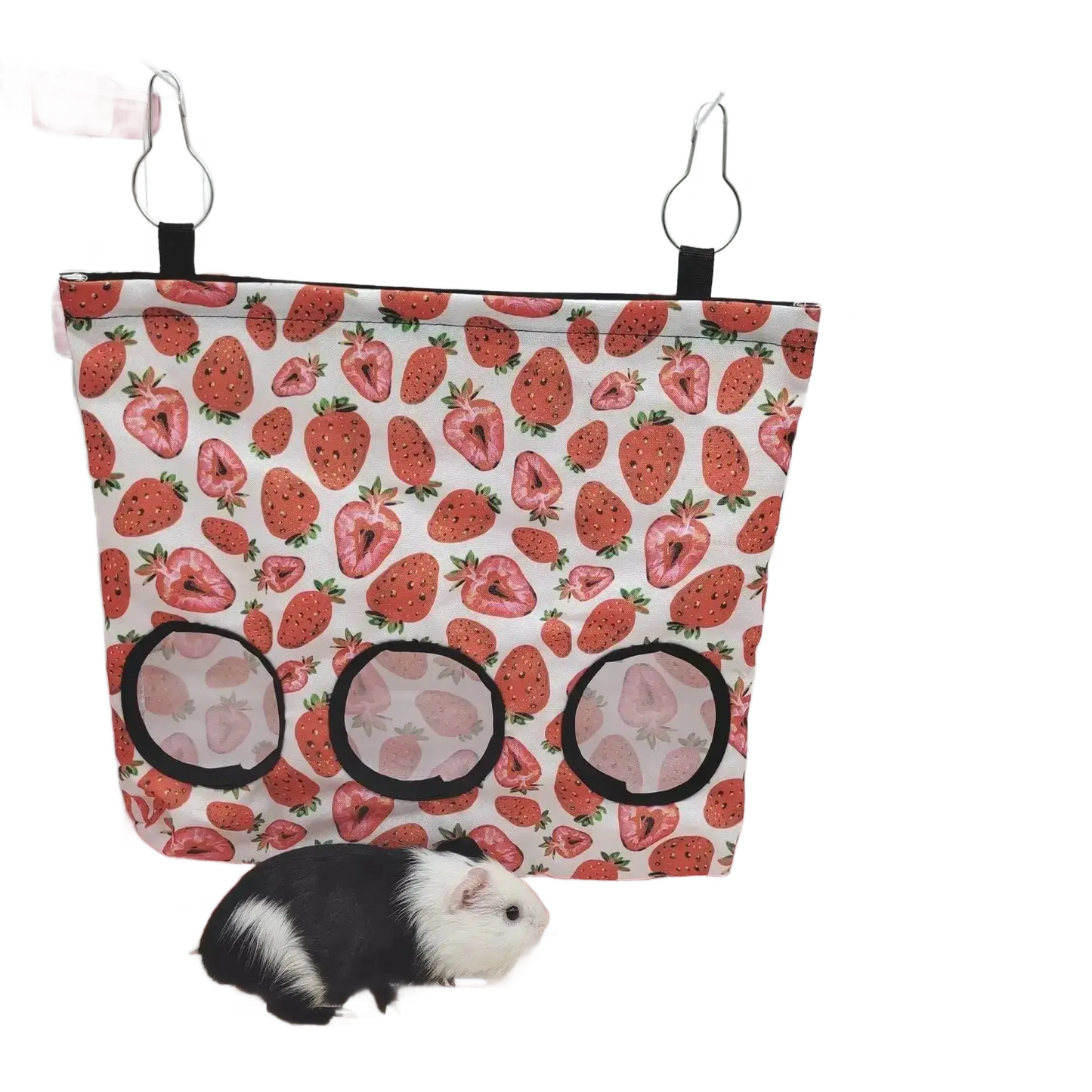 Guinea Pigs 2/3 Holes Hay Feeding Bags Strawberry Printed - petguardiansupplies petguardiansupplies Pet Supplies