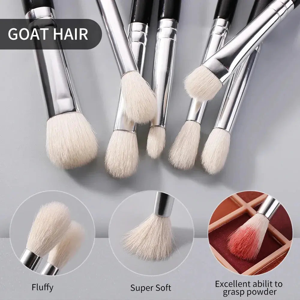 BEILI Black 10-19Pcs Makeup Brushes Natural Synthetic Hair Set.