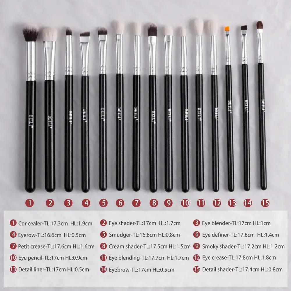BEILI Black 10-19Pcs Makeup Brushes Natural Synthetic Hair Set.