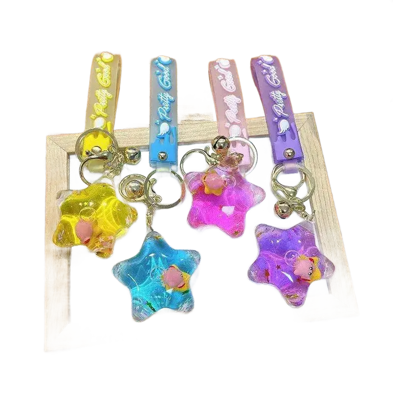 Keychain Cartoon Quicksand Bottle Bag Pendant Gift for Kids.