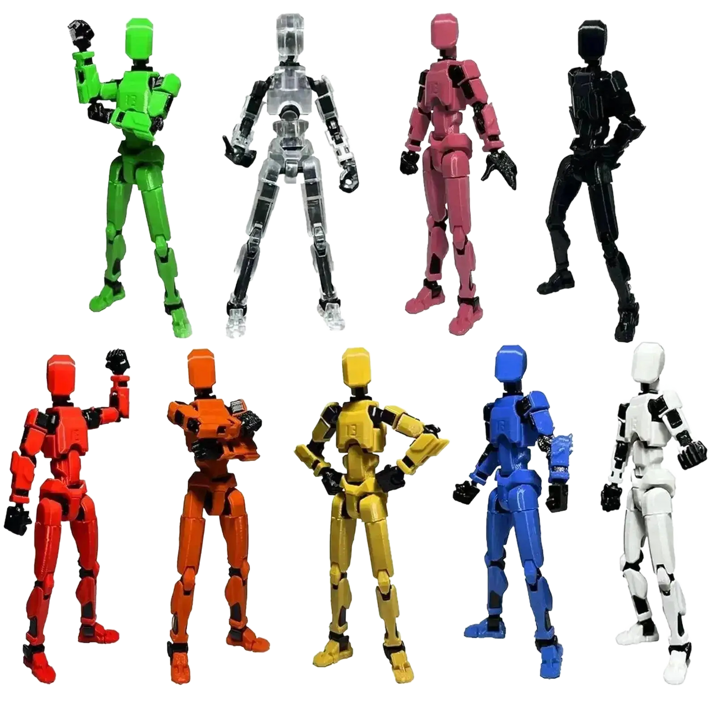 Lucky 13 Figure Toys Dummy 3D Printed Robot Action Figures.