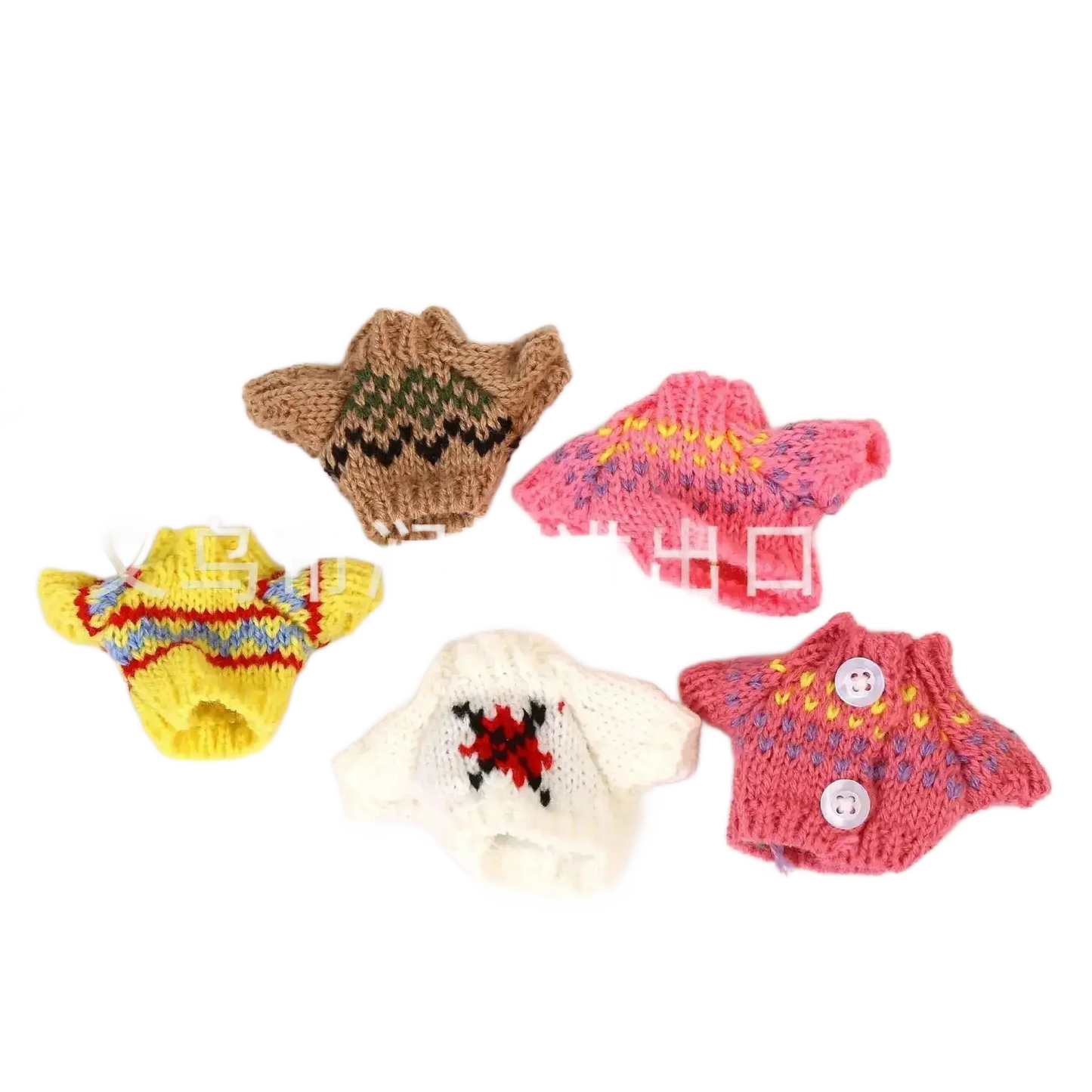 Mini Knit Sweater Doll Clothes Floral Yarn Clothes Plush Doll Toy Fuzzy Pullover Sweater Accessories - petguardiansupplies petguardiansupplies Toys & Hobbies