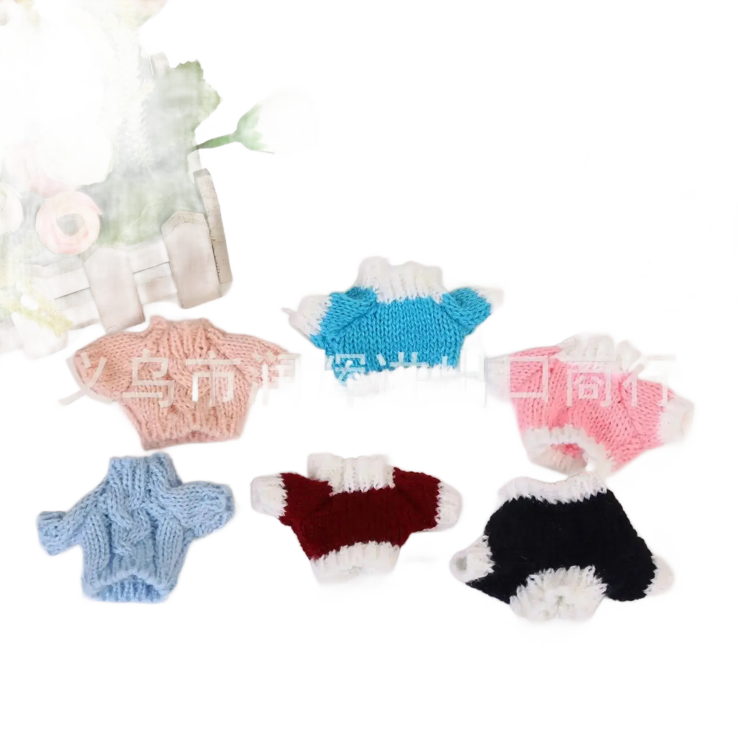 Mini Knit Sweater Doll Clothes Floral Yarn Clothes Plush Doll Toy Fuzzy Pullover Sweater Accessories - petguardiansupplies petguardiansupplies Toys & Hobbies