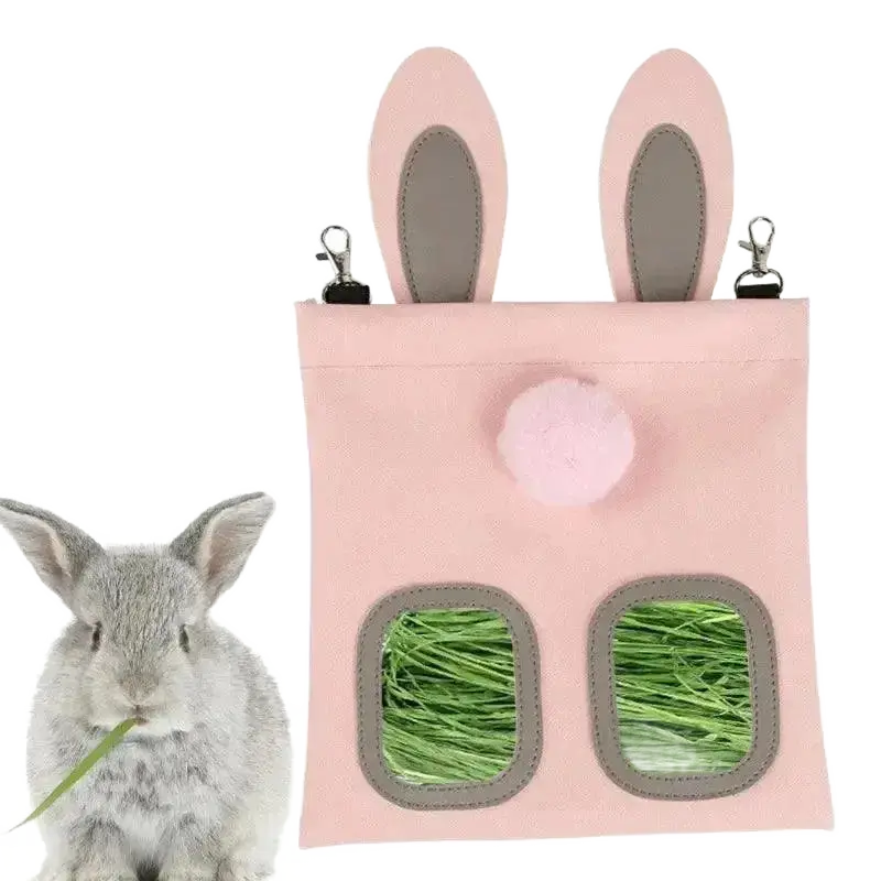 PU Leather Hay Feeder Bag Pet Storage Reusable Tote.