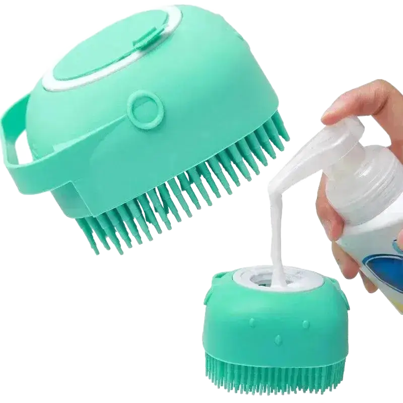 Pet Shower Brush Soft Silicone Massager Cleaning Tool Comb.