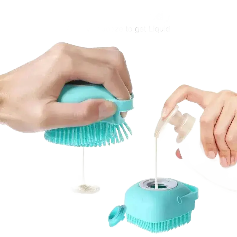 Pet Shower Brush Soft Silicone Massager Cleaning Tool Comb.