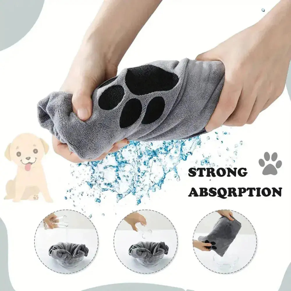 Microfiber Pet Bath Towel Embroidered Quick-Dry Blanket.