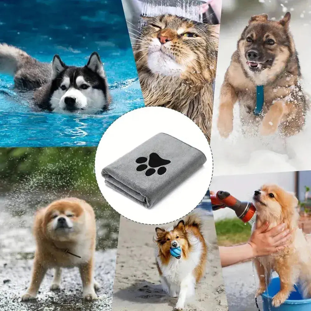 Microfiber Pet Bath Towel Embroidered Quick-Dry Blanket.
