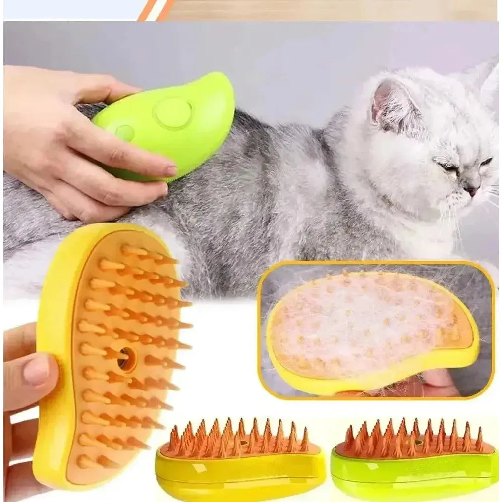 Cat Dog Steamy Brush Electric Sprayer 3 in 1 Grooming Tool.