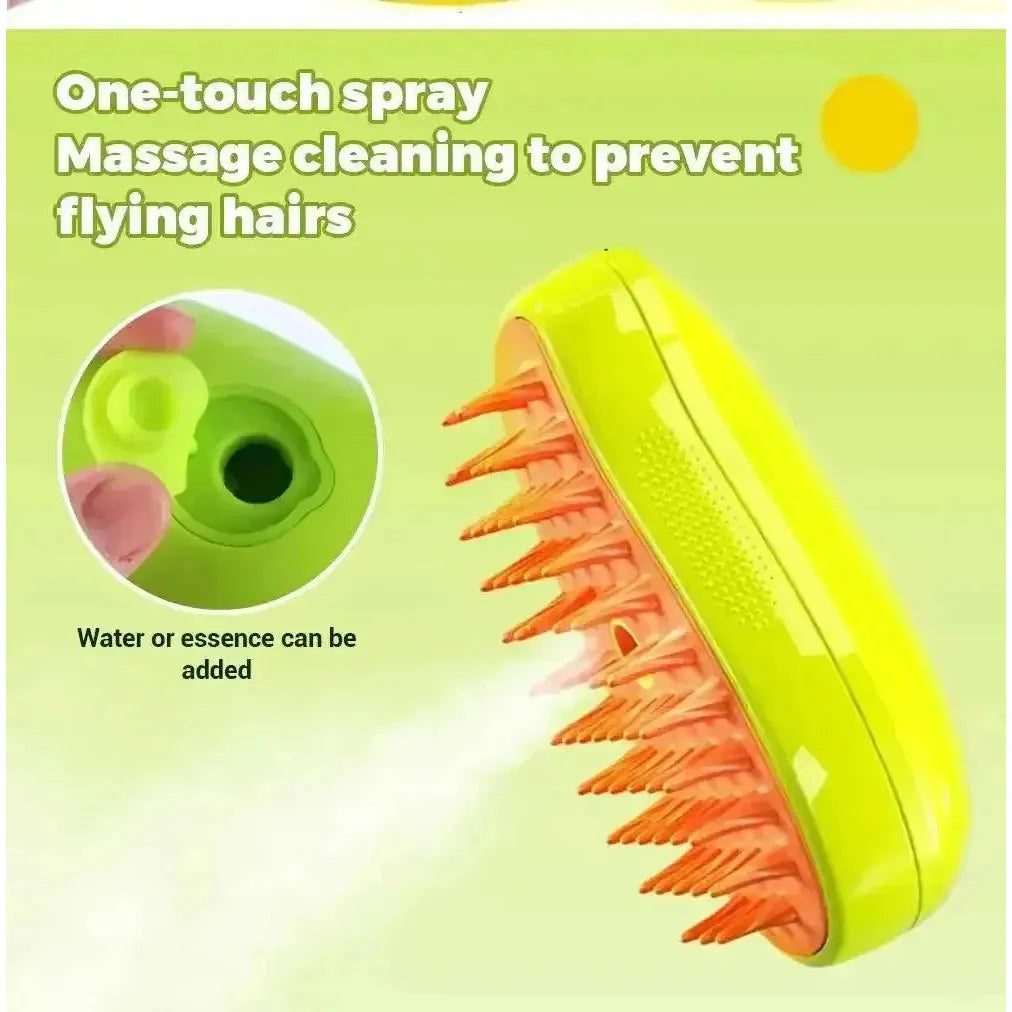 Cat Dog Steamy Brush Electric Sprayer 3 in 1 Grooming Tool.