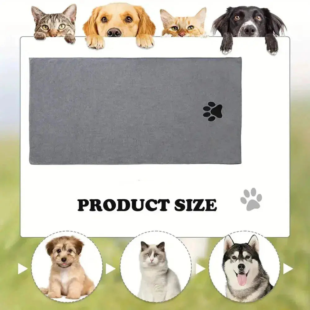 Microfiber Pet Bath Towel Embroidered Quick-Dry Blanket.
