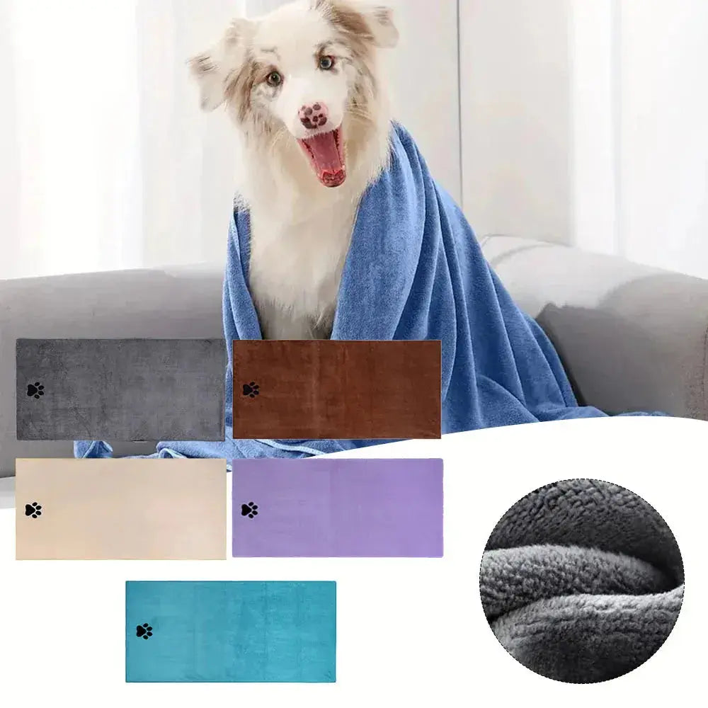 Microfiber Pet Bath Towel Embroidered Quick-Dry Blanket.