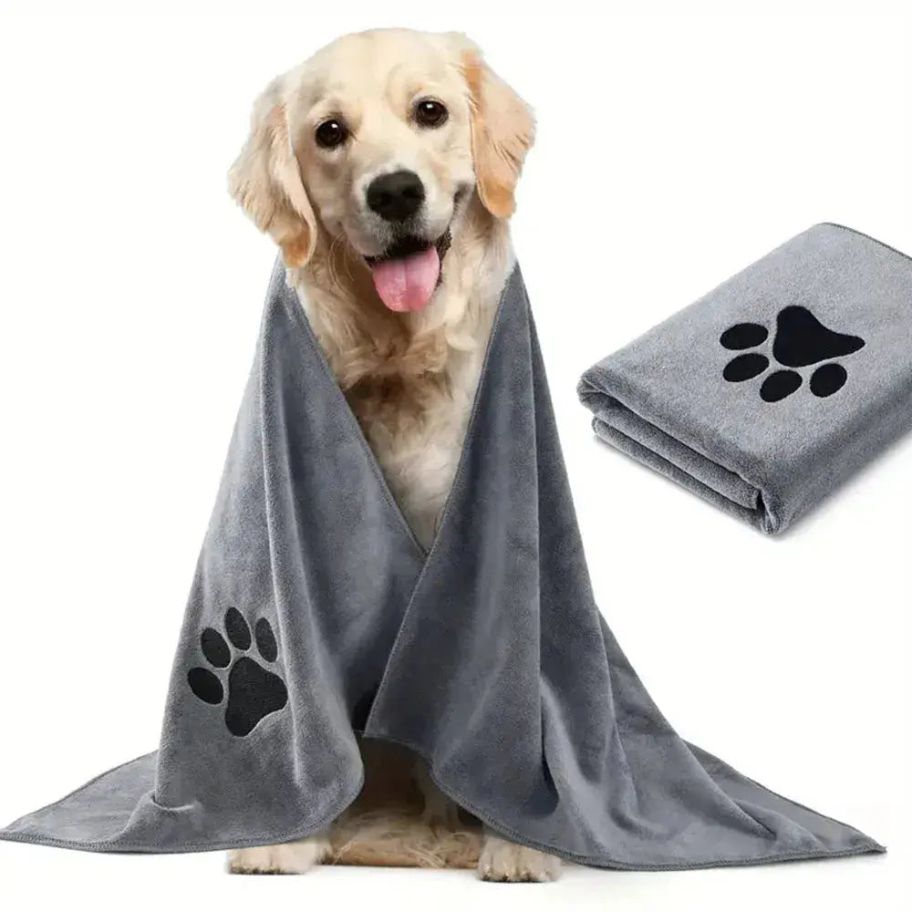 Microfiber Pet Bath Towel Embroidered Quick-Dry Blanket.