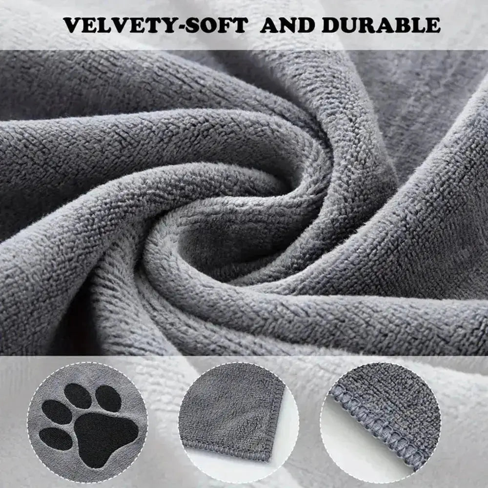 Microfiber Pet Bath Towel Embroidered Quick-Dry Blanket.