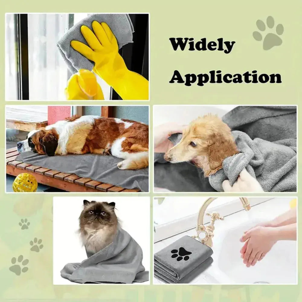 Microfiber Pet Bath Towel Embroidered Quick-Dry Blanket.