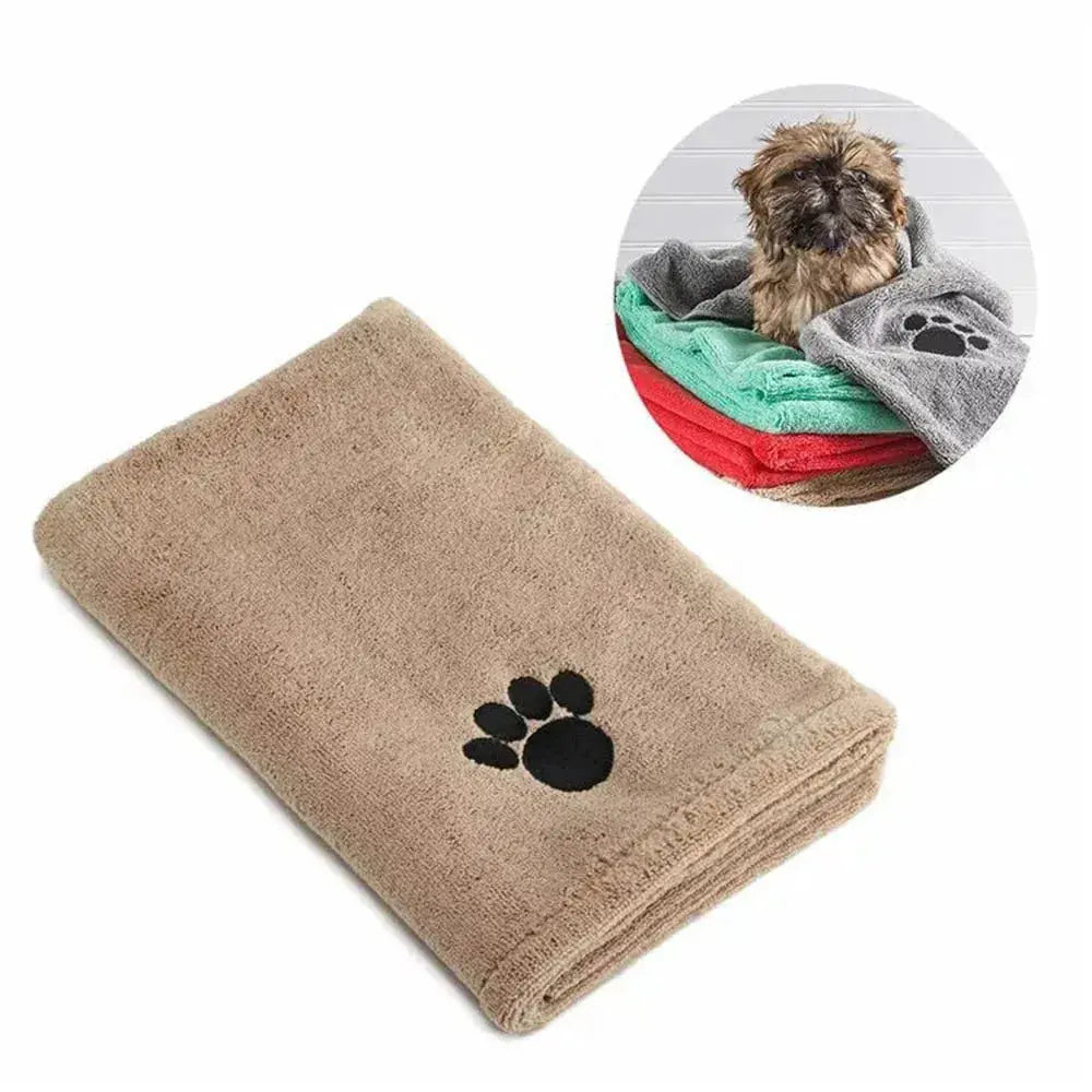 Microfiber Pet Bath Towel Embroidered Quick-Dry Blanket.