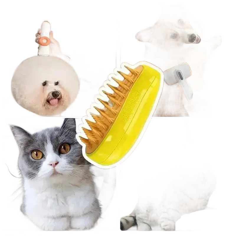 Steamy Dog Brush Electric Spray Cat Hair Brush 3 in 1.