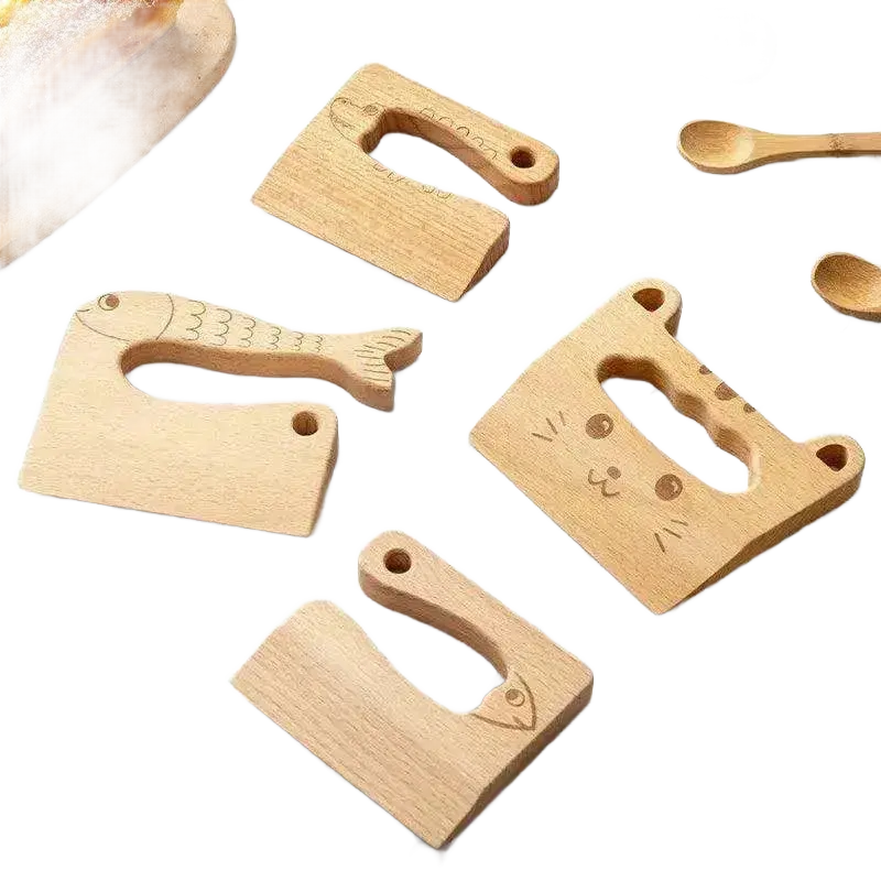 Wooden Kids Knife Cooking Toys Simulation Knives for Pretend Play.