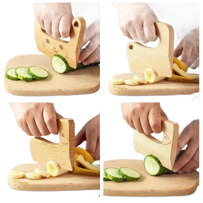 Wooden Kids Knife Cooking Toys Simulation Knives for Pretend Play.