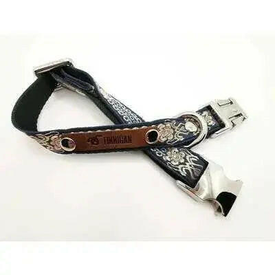 Finnigan Small Dog Collar Personalised Engraving Designer Fabrics - petguardiansupplies Pet Supplies