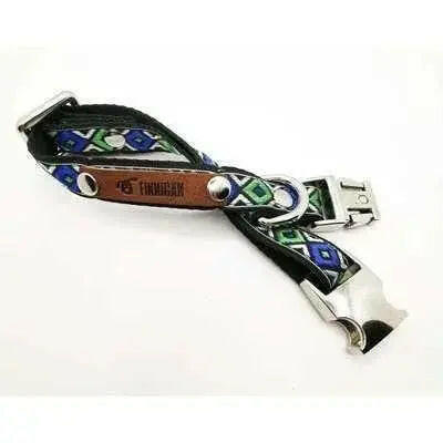 Finnigan Small Dog Collar Personalised Engraving Designer Fabrics - petguardiansupplies Pet Supplies