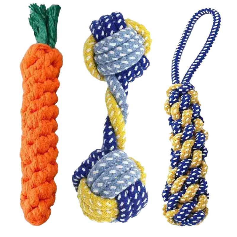 Carrot Knot Rope Ball Dog Toys for Interactive Playtime.