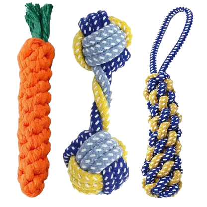 Carrot Knot Rope Ball Dog Toys for Interactive Playtime.