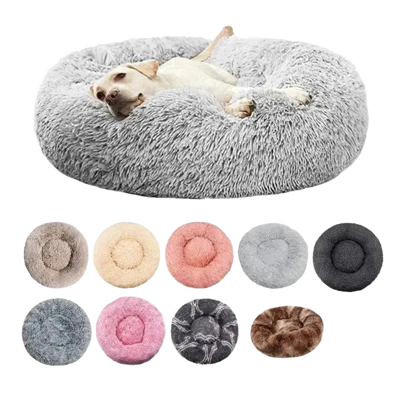 Round Plush Basket Dog Bed for All Sizes and Comfort.