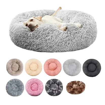 Round Plush Basket Dog Bed for All Sizes and Comfort.