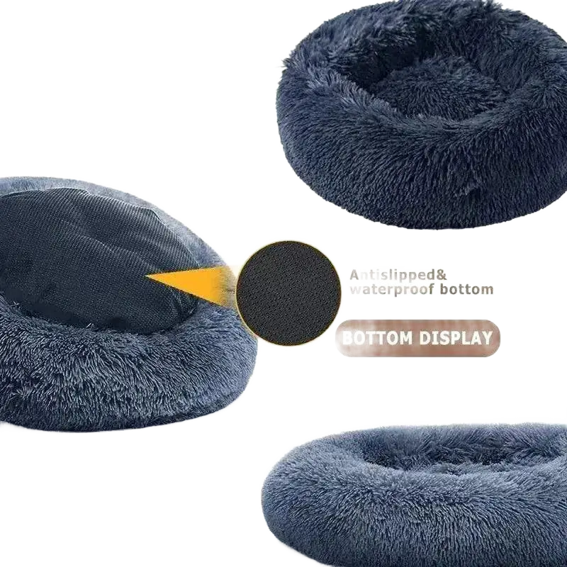 Round Plush Basket Dog Bed for All Sizes and Comfort.